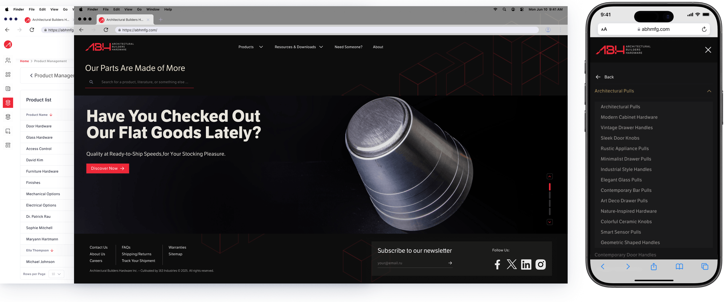 ABH Manufacturing responsive product platform mockup