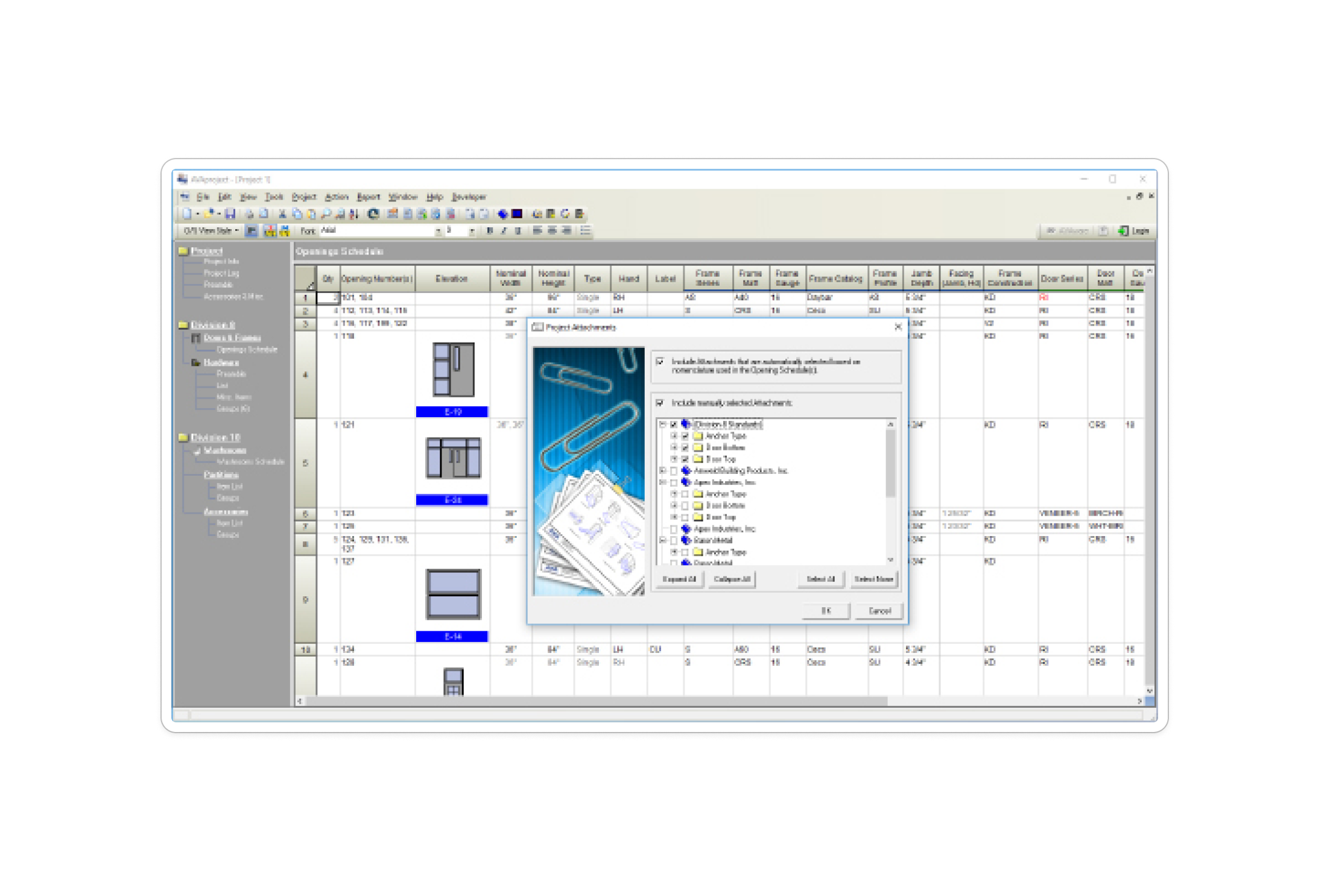 AVAware project and opening schedule interface