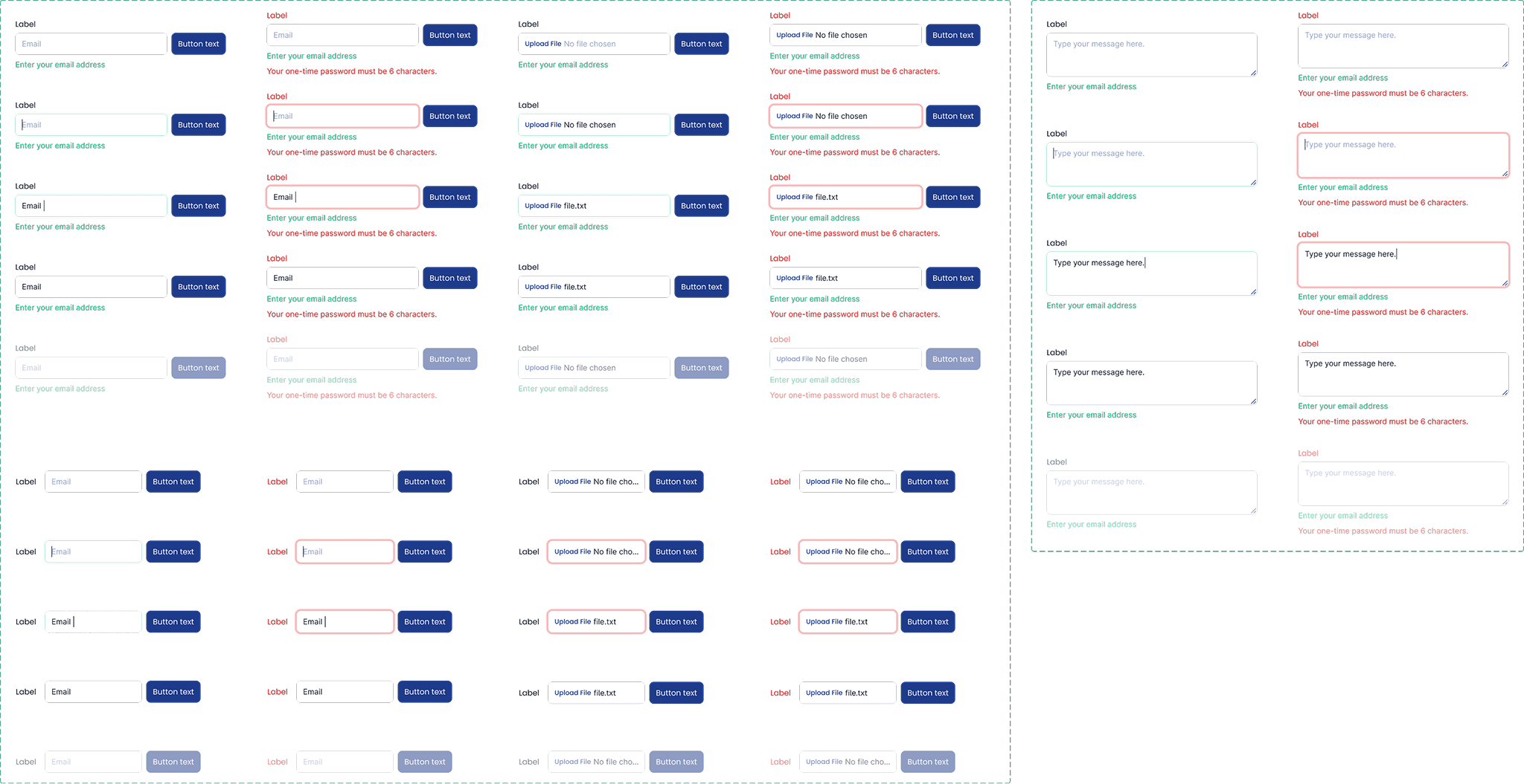 Mosaic input, file input, and textarea component states